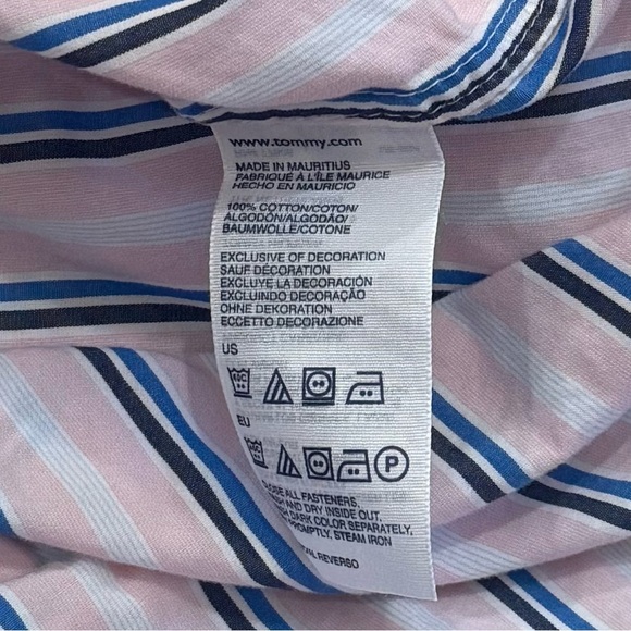 Tommy Hilfiger Pink and Blue Men's Striped Button-Down Shirt Preppy Career S - Picture 8 of 10